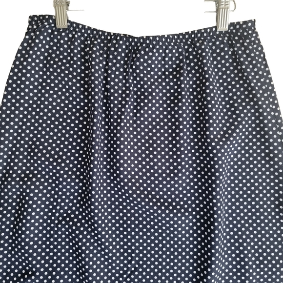 CHRISTOPHER & Banks Navy and White Polka Dot Ruffled Hem Skirt - Picture 2 of 6